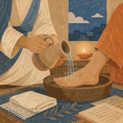 Holy Thursday Foot Washing in Candlelit Chapel
