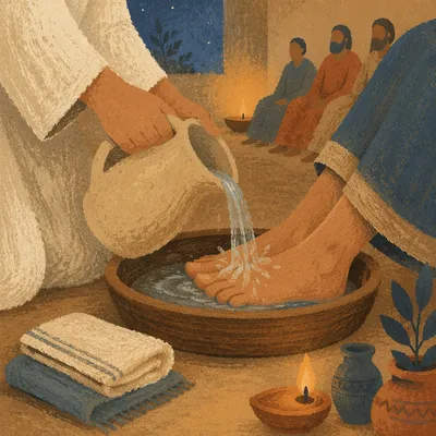 Holy Thursday Foot Washing in Candlelit Chapel