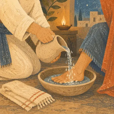 Holy Thursday Foot Washing in Candlelit Chapel