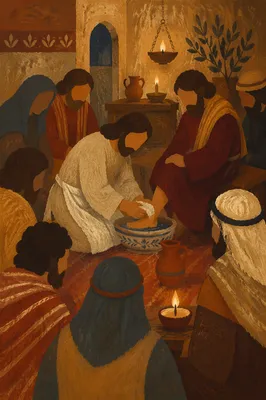 Holy Thursday Foot Washing in Candlelit Chapel