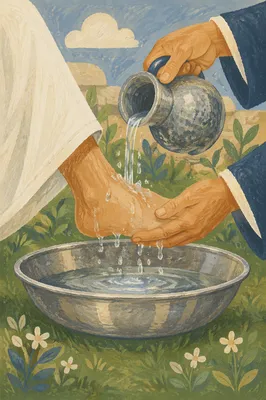 Holy Thursday Foot Washing on Spring Grass