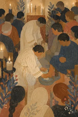 Holy Thursday Foot Washing in Candlelit Chapel
