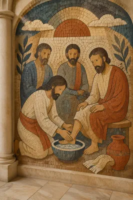 Holy Thursday Foot Washing Mosaic Mural