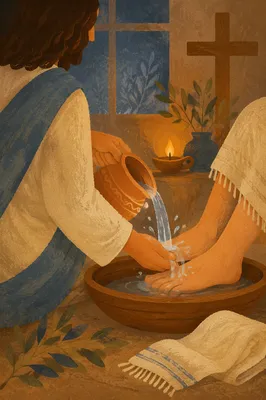 Holy Thursday Foot Washing in Candlelit Chapel