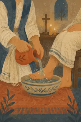 Holy Thursday Foot Washing in Candlelit Chapel