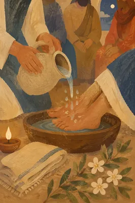 Holy Thursday Foot Washing in Candlelit Chapel