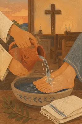 Holy Thursday Foot Washing in Candlelit Chapel
