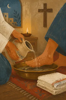 Maundy Thursday Foot Washing in Candlelit Chapel