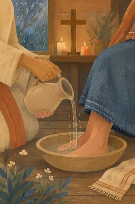 Holy Thursday Foot Washing in Wooden Chapel