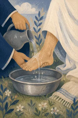 Holy Thursday Foot Washing on Grass