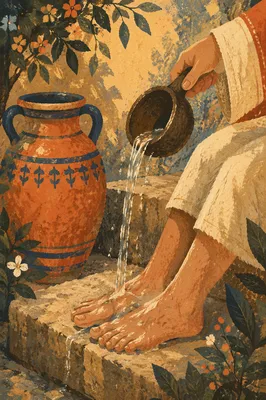 Holy Thursday Foot Washing in Garden