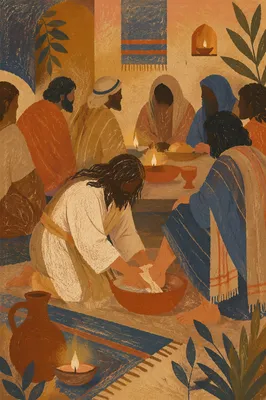 Holy Thursday Foot Washing Ceremony Scene
