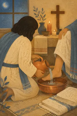 Holy Thursday Foot Washing in Candlelit Chapel
