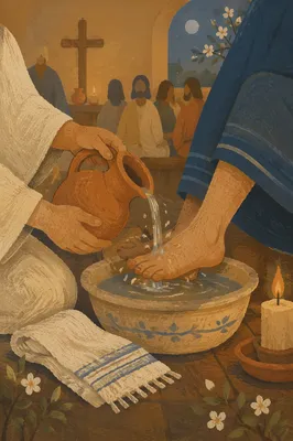 Holy Thursday Foot Washing in Candlelit Chapel