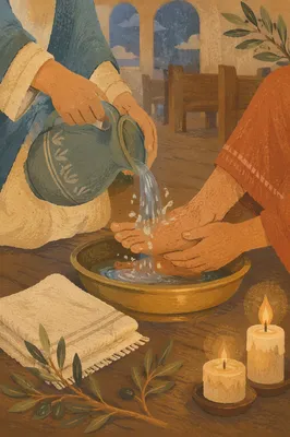 Holy Thursday Foot Washing in Candlelit Chapel
