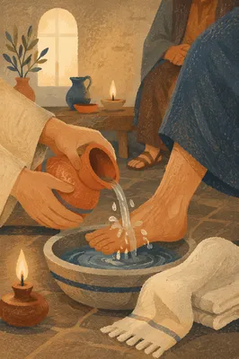 Holy Thursday Foot Washing in Candlelit Chapel