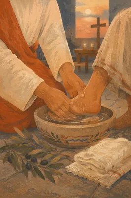 Holy Thursday Foot Washing in Candlelit Chapel