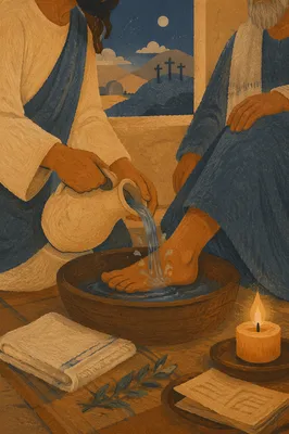 Holy Thursday Foot Washing in Candlelit Chapel