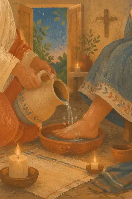 Holy Thursday Foot Washing in Candlelit Chapel