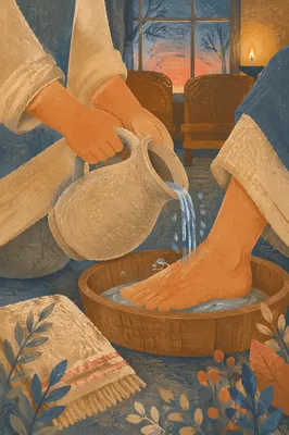 Holy Thursday Foot Washing in Candlelit Chapel