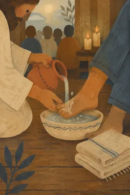 Holy Thursday Foot Washing in Candlelit Chapel