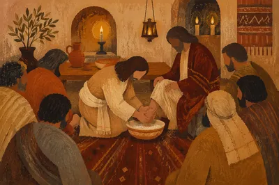Holy Thursday Foot Washing in Candlelit Chapel