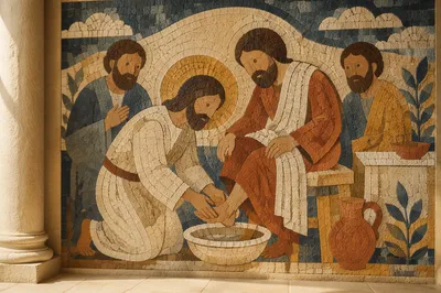 Holy Thursday Foot Washing Mosaic Mural