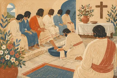 Holy Thursday Foot Washing in Church Sanctuary
