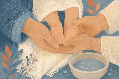 Holy Thursday Baby Feet Washing Close-Up