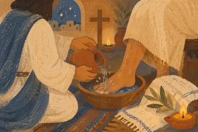 Holy Thursday Foot Washing in Candlelit Chapel