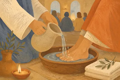 Holy Thursday Foot Washing in Candlelight
