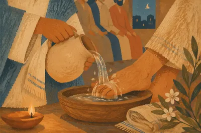 Holy Thursday Foot Washing in Candlelit Chapel