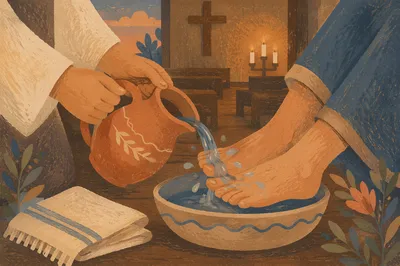 Holy Thursday Foot Washing in Wooden Chapel