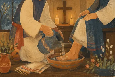 Holy Thursday Foot Washing in Wooden Chapel