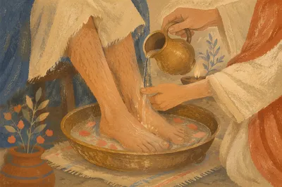 Holy Thursday Foot Washing with Brass Basin