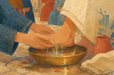 Holy Thursday Foot Washing Ceremony Close-Up