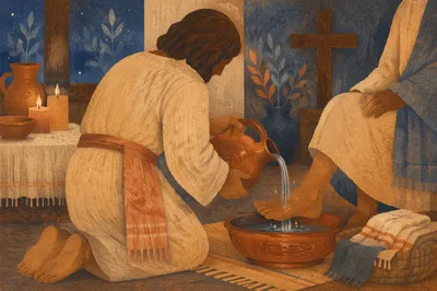 Holy Thursday Foot Washing in Wooden Chapel