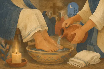 Holy Thursday Foot Washing in Candlelit Chapel