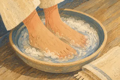 Holy Thursday Foot Washing with Linen Towel
