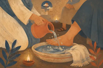 Holy Thursday Foot Washing in Candlelit Chapel