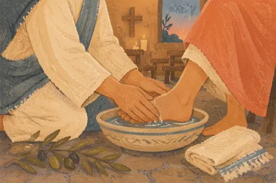 Holy Thursday Foot Washing in Candlelit Chapel
