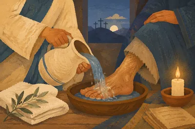 Holy Thursday Foot Washing in Candlelight