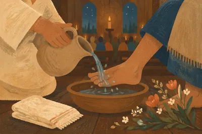 Holy Thursday Foot Washing in Candlelit Chapel