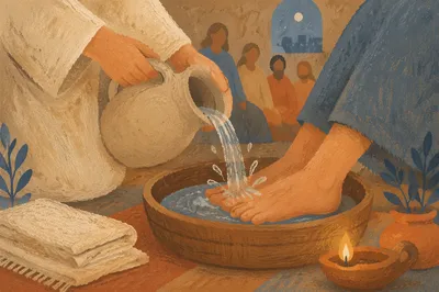 Holy Thursday Foot Washing in Candlelit Chapel