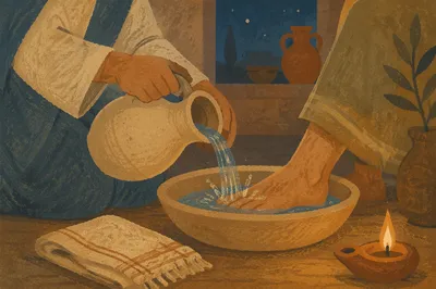 Holy Thursday Foot Washing in Candlelit Chapel