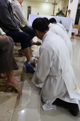 Holy Thursday Foot Washing in Church Sanctuary
