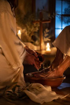 Holy Thursday Foot Washing in Candlelit Chapel