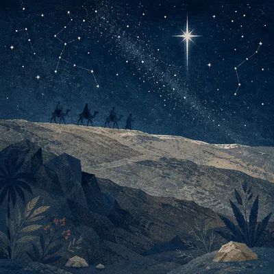 Wise Men Caravan Beneath Guiding Star