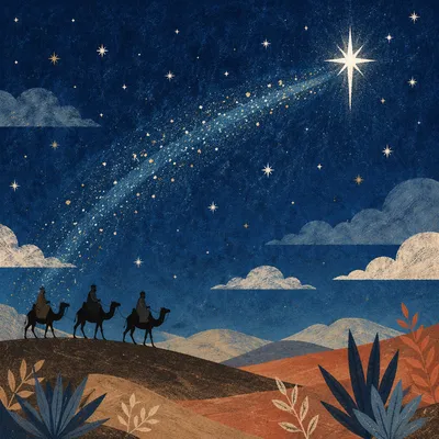Wise Men Journey Beneath Desert Star