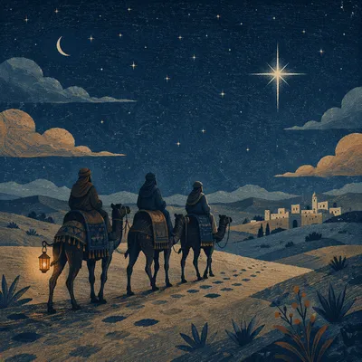 Wise Men Journey Beneath Desert Star